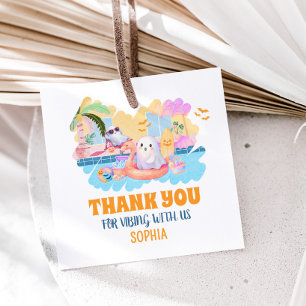 Summerween Halloween Pool Birthday Square Favour Tags