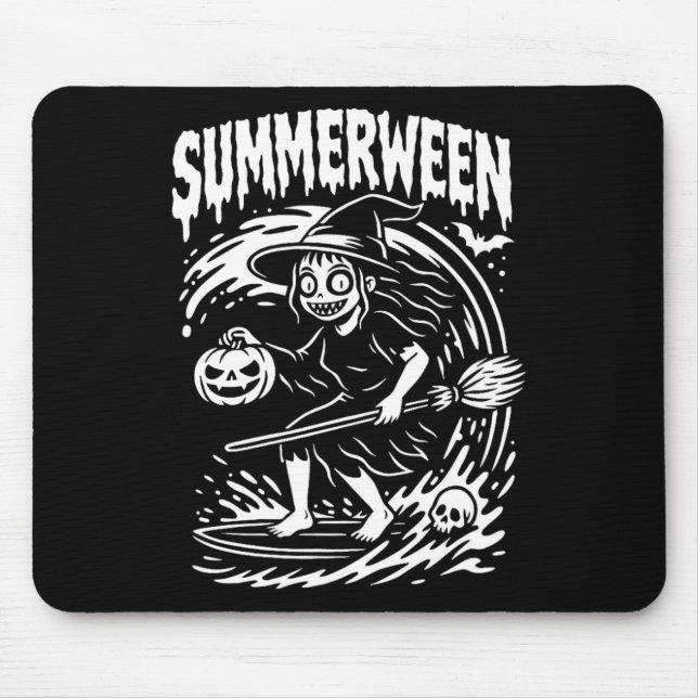 Summerween Halloween Summer Surfing Beach Witch  Mouse Mat (Front)