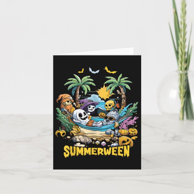 Summerween Happy Summer Halloween Holiday Beach  Card (Front)