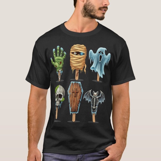 Summerween Horror Movies Summer Popsicle Halloween T-Shirt (Front)