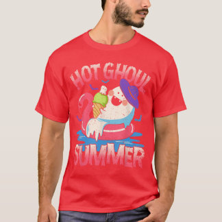 Summerween Hot Ghoul Summer Funny Cute Ghost Ice C T-Shirt
