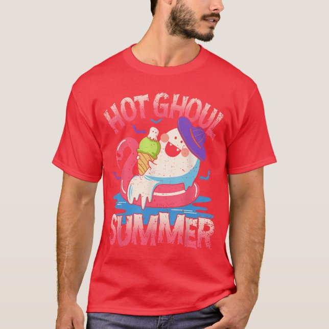 Summerween Hot Ghoul Summer Funny Cute Ghost Ice C T-Shirt (Front)
