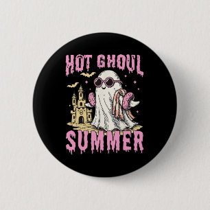 Summerween Hot Ghoul Summer Funny Cute Ghost Pool  6 Cm Round Badge