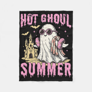 Summerween Hot Ghoul Summer Funny Cute Ghost Pool Fleece Blanket