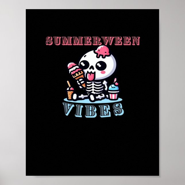 Summerween IceCream Skeleton Classic Poster (Front)
