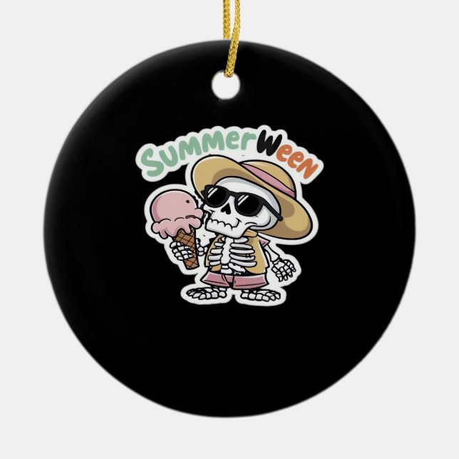 Summerween IceCream Skeleton Classic Viral Ceramic Tree Decoration (Front)