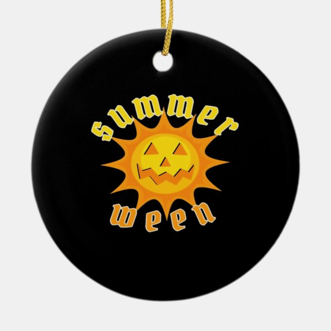 Summerween Jack O Lantern Sunshine Oversized Ceramic Tree Decoration (Front)