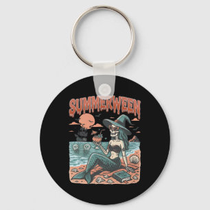 Summerween Mermaid Skeleton Beach Flamingo Hallowe Key Ring