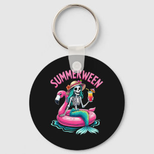 Summerween Mermaid Skeleton Beach Flamingo Hallowe Key Ring