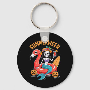 Summerween Mermaid Skeleton Beach Flamingo Hallowe Key Ring