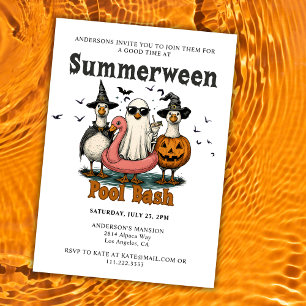 Summerween Pool Bash Summer Halloween Party Invitation