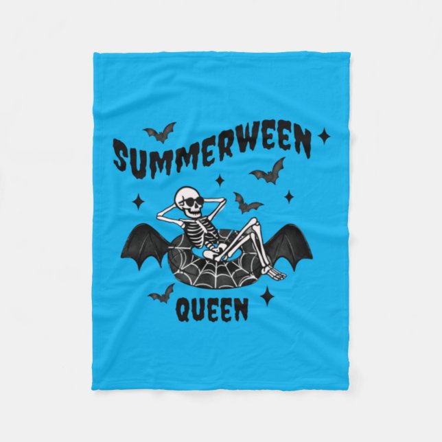 Summerween Queen Skeleton Fleece Blanket (Front)