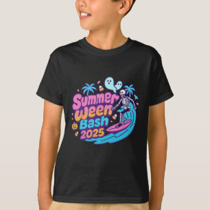 Summerween Sh 2025 Skeleton Beach Party Halloween T-Shirt