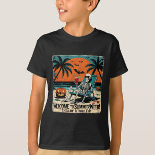 Summerween Skeleton Beach Halloween Tropical Art 1 T-Shirt