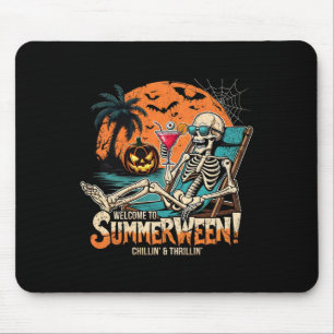 Summerween Skeleton Beach Halloween Tropical Art Mouse Mat