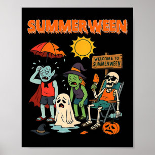 Summerween Skeleton Beach Party Halloween Vibes 1 Poster