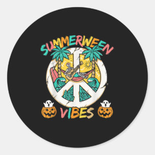 Summerween Skeleton Chill Out At The Beach With Su Classic Round Sticker