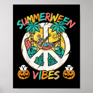 Summerween Skeleton Chill Out At The Beach With Su Poster