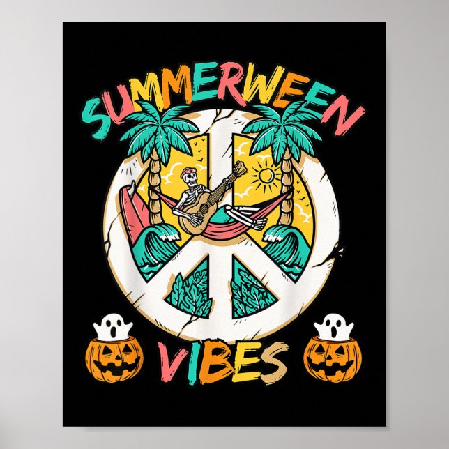 Summerween Skeleton Chill Out At The Beach With Su Poster (Front)