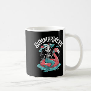 Summerween Skeleton Flamingo Halloween Vibes Coffee Mug