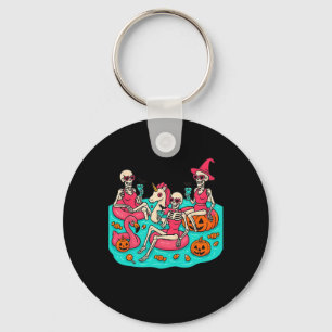 Summerween Skeleton Flamingo Just Waiting For Hall Key Ring