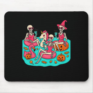 Summerween Skeleton Flamingo Just Waiting For Hall Mouse Mat