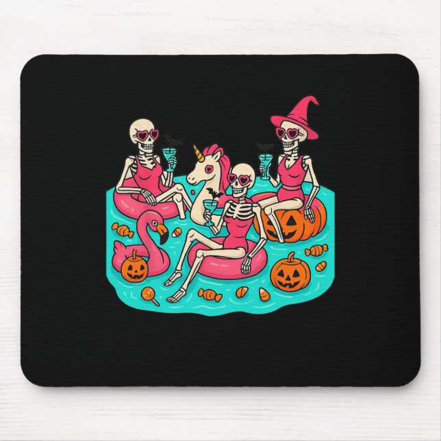 Summerween Skeleton Flamingo Just Waiting For Hall Mouse Mat (Front)