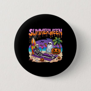 Summerween Skeleton Ghost Beach Funny Spooky Hallo 6 Cm Round Badge