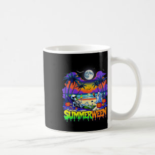 Summerween Skeleton Ghost Beach Funny Spooky Hallo Coffee Mug