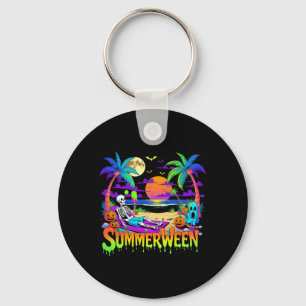 Summerween Skeleton Ghost Beach Funny Spooky Hallo Key Ring