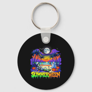 Summerween Skeleton Ghost Beach Funny Spooky Hallo Key Ring