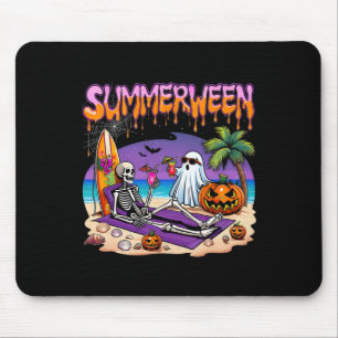 Summerween Skeleton Ghost Beach Funny Spooky Hallo Mouse Mat