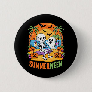 Summerween Skeleton Ghost Beach Halloween Party Fu 6 Cm Round Badge