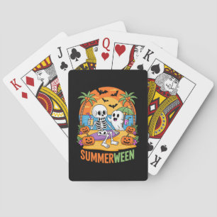 Summerween Skeleton Ghost Beach Halloween Party Fu Playing Cards