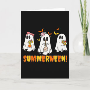 Summerween Skeleton Ghost Beach Party Halloween Vi Card