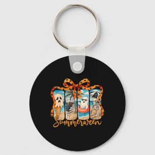 Summerween Skeleton Ghost Beach Party Halloween Vi Key Ring