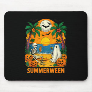 Summerween Skeleton Ghost Beach Party Halloween Vi Mouse Mat