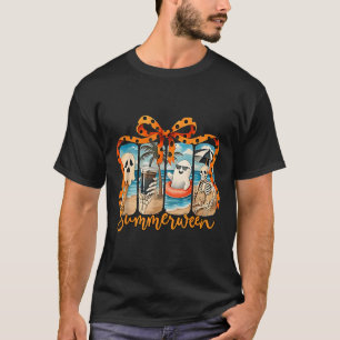 Summerween Skeleton Ghost Beach Party Halloween Vi T-Shirt