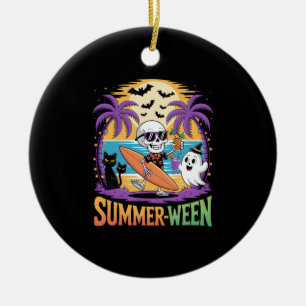 Summerween Skeleton Party Halloween Ceramic Tree Decoration