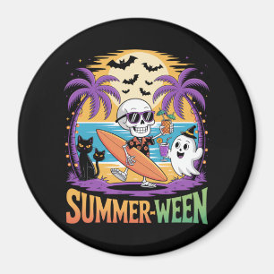 Summerween Skeleton Party Halloween Magnet