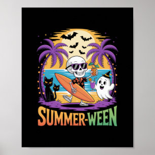 Summerween Skeleton Party Halloween Poster