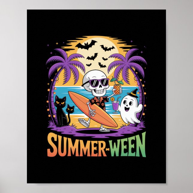 Summerween Skeleton Party Halloween Poster (Front)