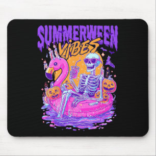 Summerween Skeleton Spooky Summer Beach Skelly Hal Mouse Mat