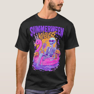 Summerween Skeleton Spooky Summer Beach Skelly T-Shirt
