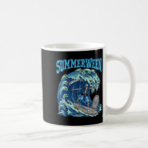 Summerween Skeleton Surf Grim Reaper Beach Spooky Coffee Mug