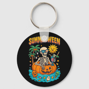 Summerween Skeleton Vibes Chillin In A Pumpkin Flo Key Ring