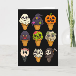 Summerween Skeleton Zombie Pumpkin Mummy Ice Cream Card
