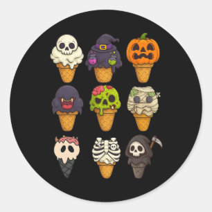 Summerween Skeleton Zombie Pumpkin Mummy Ice Cream Classic Round Sticker