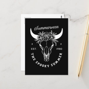 Summerween spooky gothic summer party theme black postcard