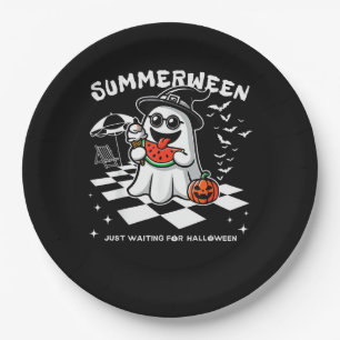 Summerween Spooky Halloween Summer Vibes Pumpkin G Paper Plate